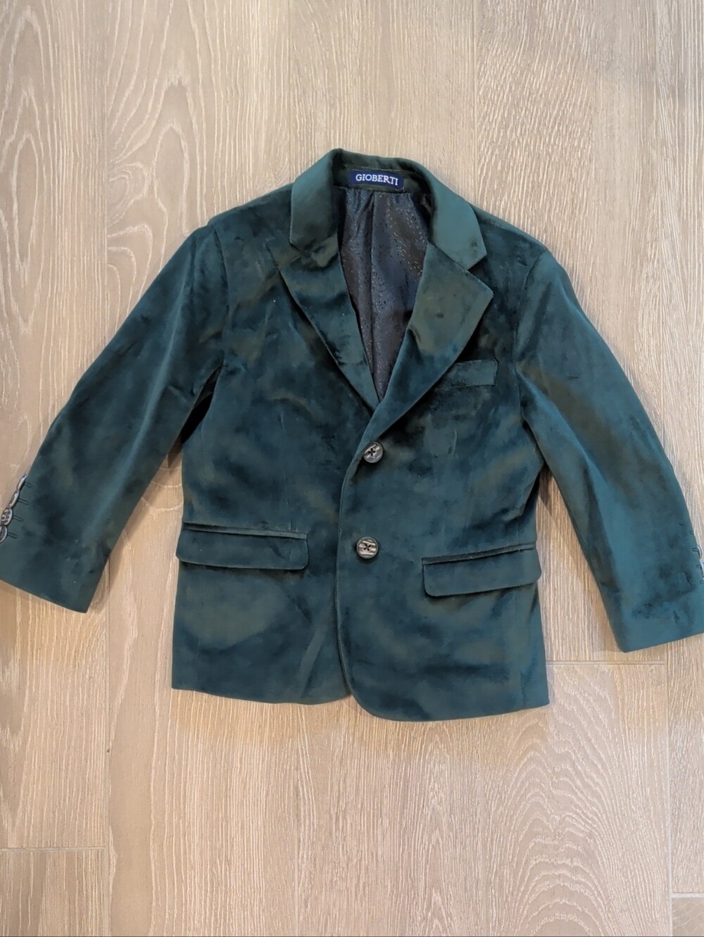 Gioberti Boys' Emerald Velvet Blazer - Tailored Two-Button Jacket